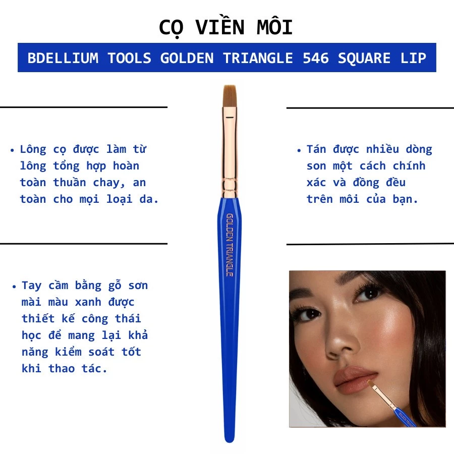 Cọ Trang Điểm Môi Chuyên Nghiệp Bdellium Tools Golden Triangle B546 Square Lip
