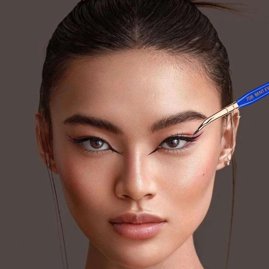 Cọ Kẻ Eyeliner Chuyên Nghiệp Đầu Gấp Bdellium Tools Golden Triangle B708 Bent Eyeliner