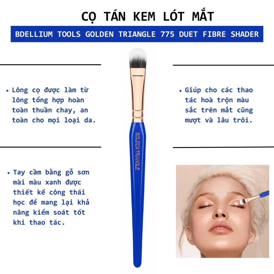 Cọ Đánh Kem Lót Mắt Bdellium Tools Golden Triangle B775 Duet Fibre Shader