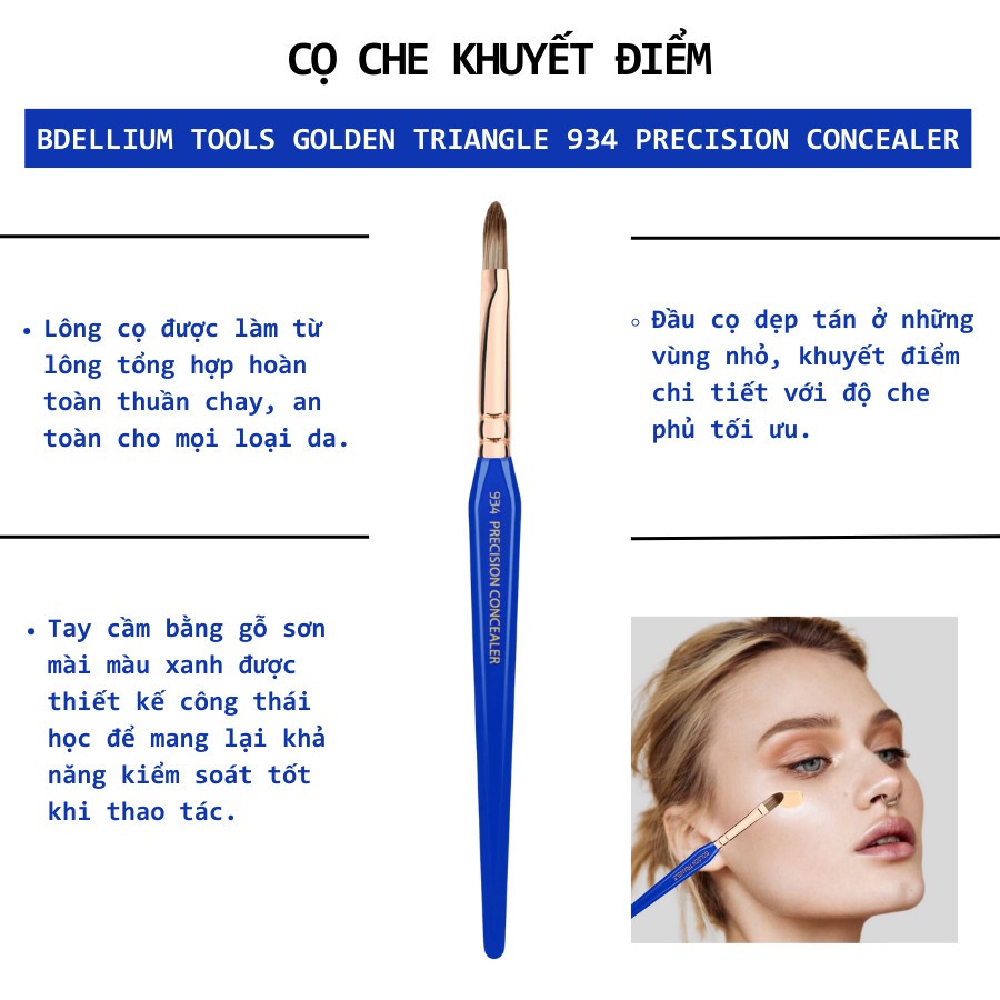 Cọ Che Khuyết Điểm Vùng Khóe Bdellium Tools Golden Triangle B934 Precision Concealer