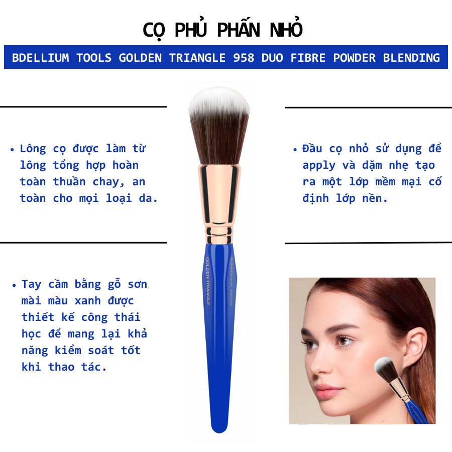 Cọ Phủ Phấn Dạng Nén Và Bột Cho Da Lỗ Chân Lông To Bdellium Tools Duo Fibre Powder Blending B958