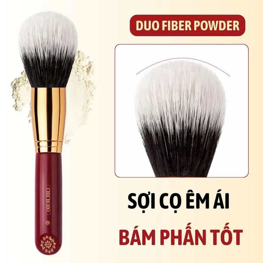 Cọ lông thưa phủ phấn bột nén CHICHODO Duo Fiber Powder C102 Cọ đa năng - cọ phủ phấn - cọ nền - cọ make up