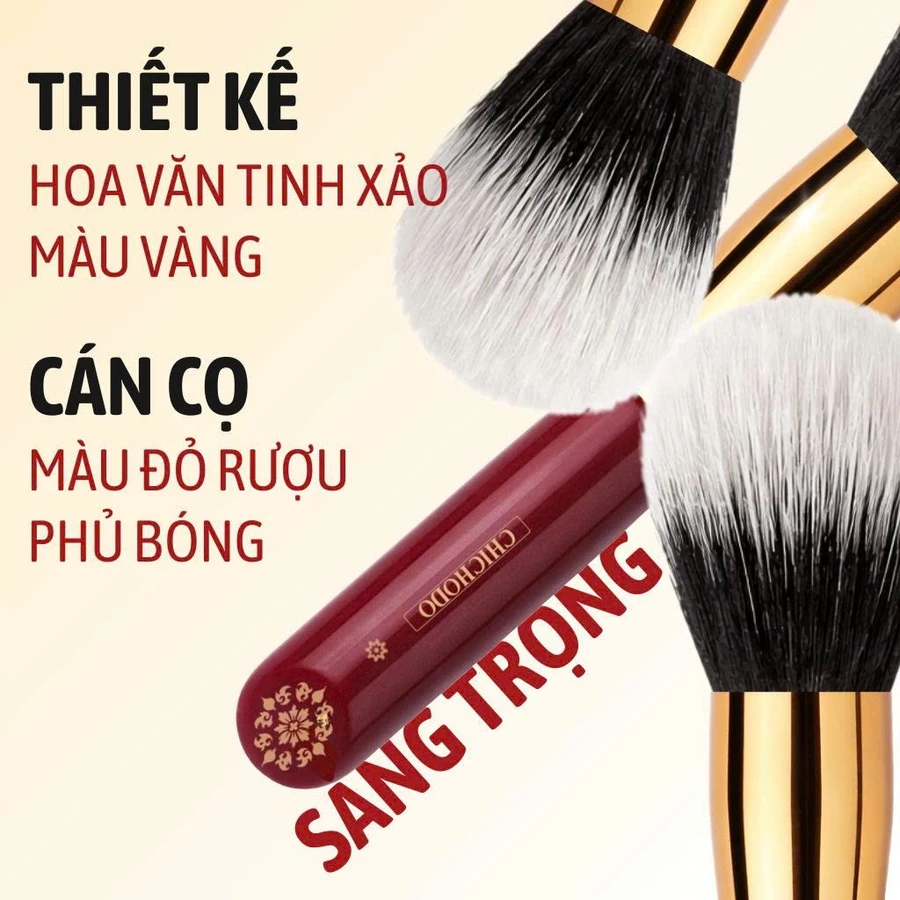 Cọ lông thưa phủ phấn bột nén CHICHODO Duo Fiber Powder C102 Cọ đa năng - cọ phủ phấn - cọ nền - cọ make up