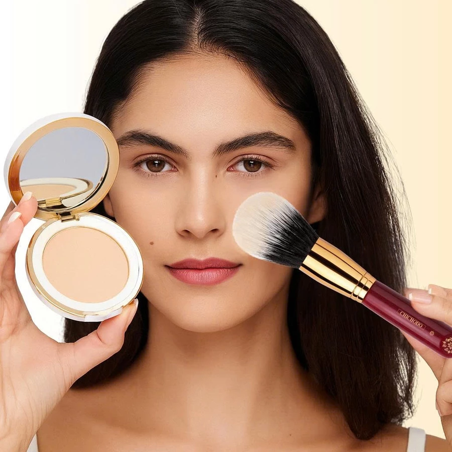 Cọ lông thưa phủ phấn bột nén CHICHODO Duo Fiber Powder C102 Cọ đa năng - cọ phủ phấn - cọ nền - cọ make up
