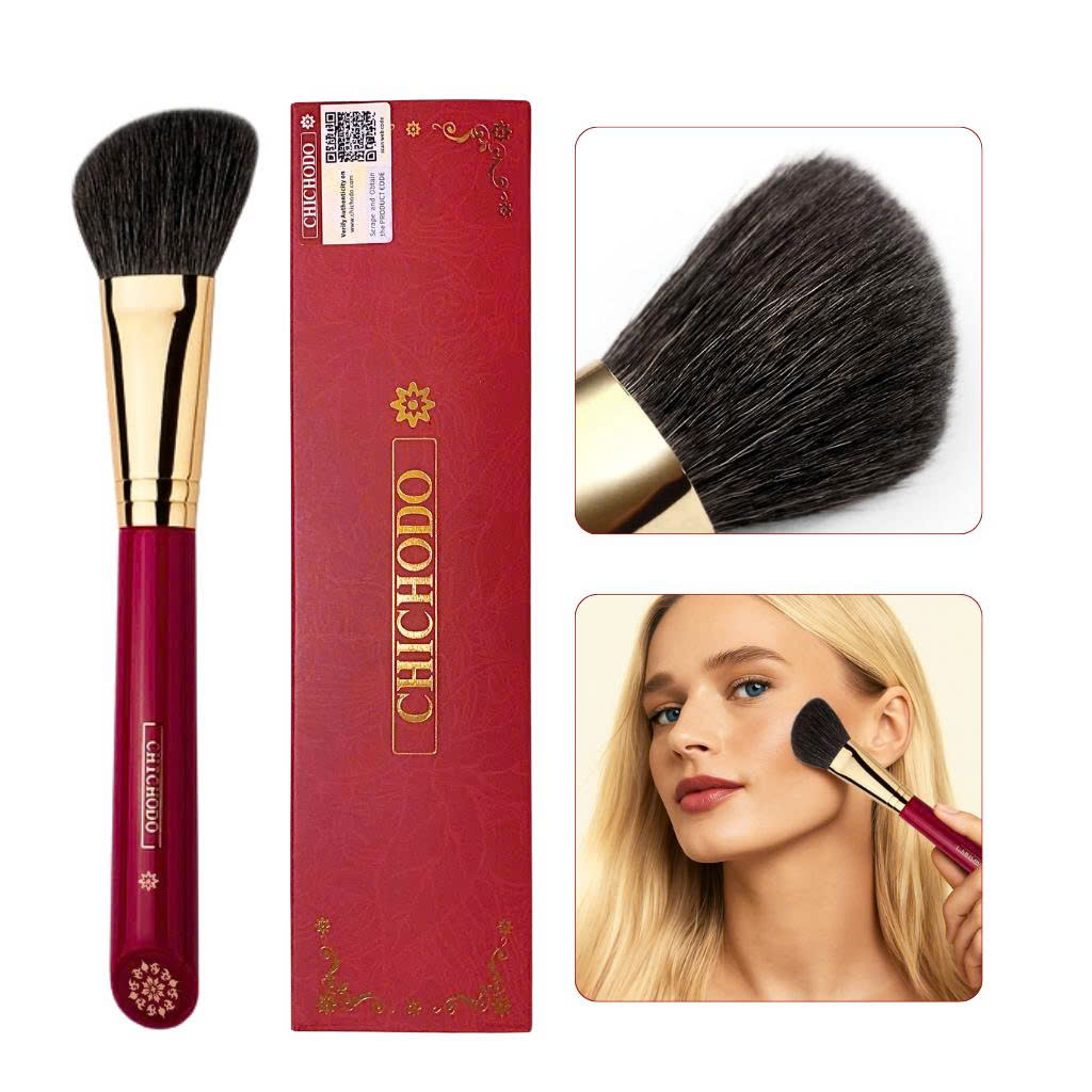 Cọ Tán Má Hồng, Cọ Tạo Khối CHICHODO Angled Contour C106 Lông Mềm Tự Nhiên Bám Phấn Tốt