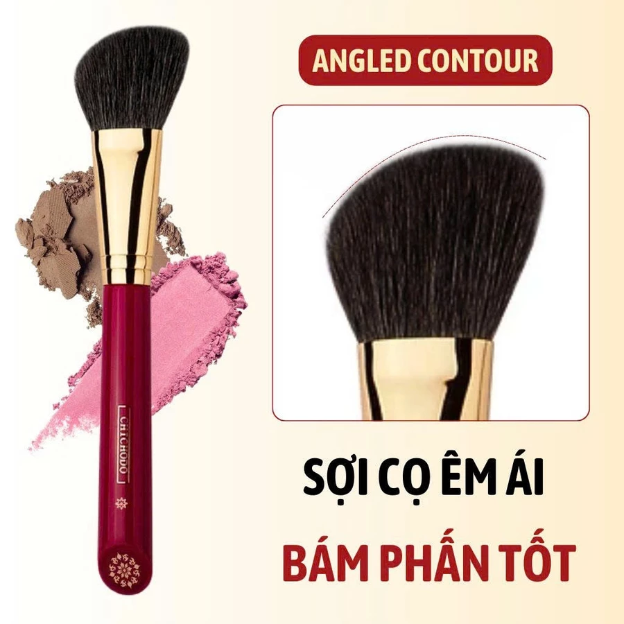 Cọ Tán Má Hồng, Cọ Tạo Khối CHICHODO Angled Contour C106 Lông Mềm Tự Nhiên Bám Phấn Tốt