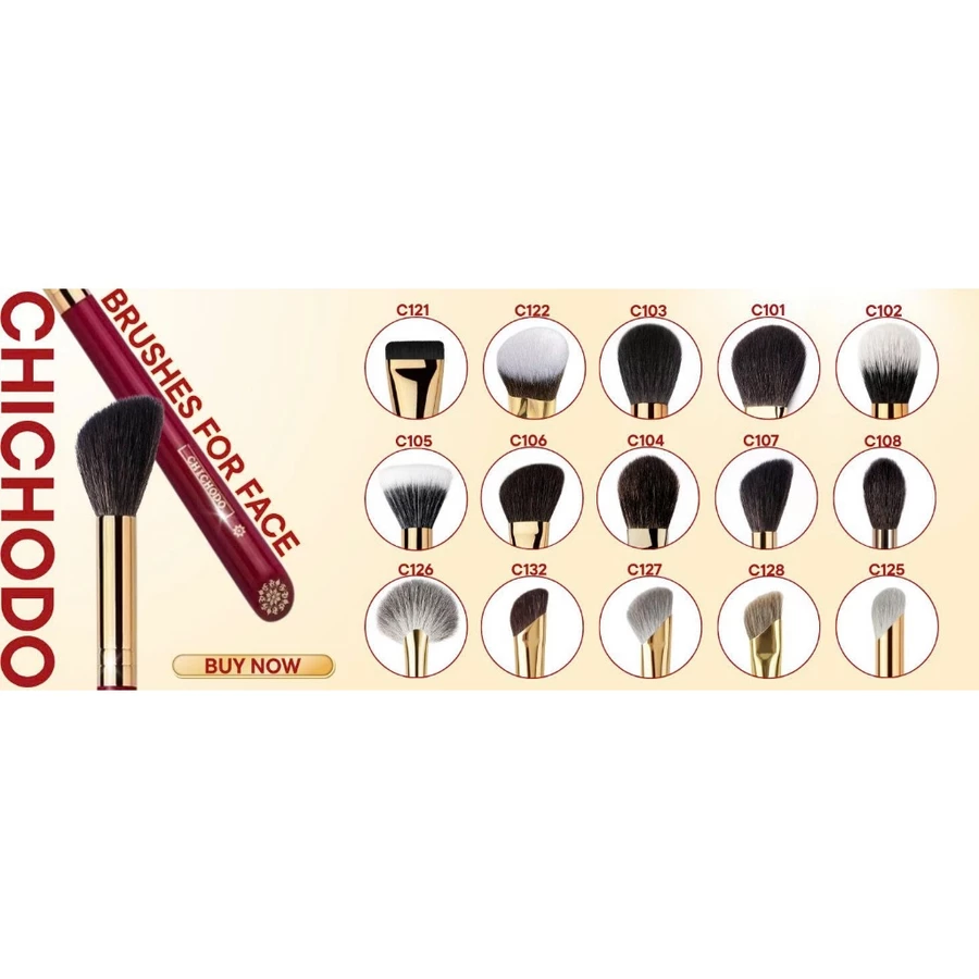 Cọ Tán Má Hồng, Cọ Tạo Khối CHICHODO Angled Contour C106 Lông Mềm Tự Nhiên Bám Phấn Tốt