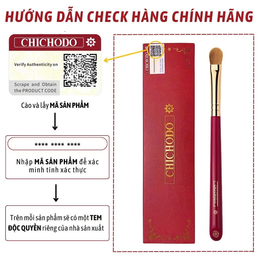 Cọ Tán Mắt Chichodo Eye Shadow Brush C113 – Lông Mềm Tự Nhiên, Tán Bầu Mắt & Nhũ Chuẩn Mịn