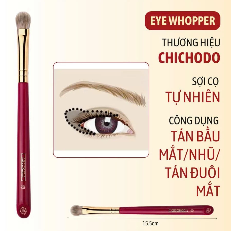 Cọ Tán Bầu Mắt, Nhũ, Đuôi Mắt CHICHODO Eye Whopper C115 Lông Tự Nhiên Mềm Mịn Bám Phấn Tốt