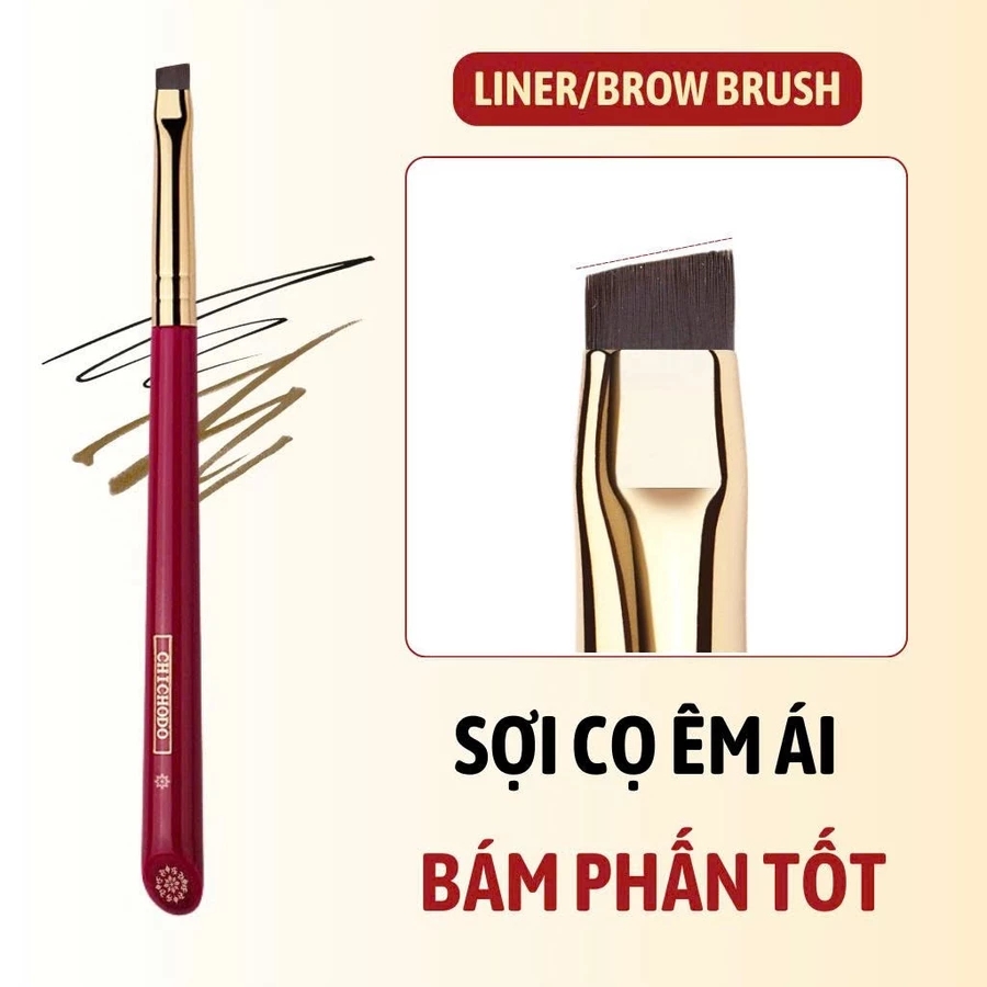 Cọ Kẻ Mắt, Định Hình Chân Mày CHICHODO Liner Brow Brush C119 Sợi Tự Nhiên Sắc Nét, Tém Mày