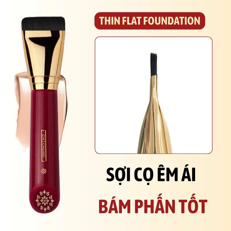 Cọ Đánh Kem Nền/Kem Lót Đầu Dẹp CHICHODO Thin Flat Foundation Brush C121 Lông Mềm Bám Phấn Tốt