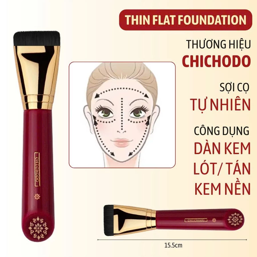Cọ Đánh Kem Nền/Kem Lót Đầu Dẹp CHICHODO Thin Flat Foundation Brush C121 Lông Mềm Bám Phấn Tốt