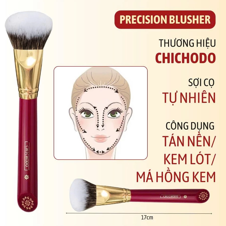 Cọ Đánh Nền, Má Hồng CHICHODO Angled Foundation/Powder C122 Cọ Vát cao cấp