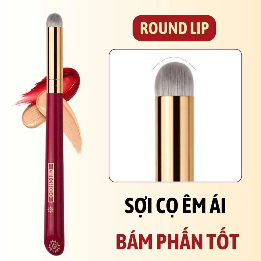 Cọ Tán Son Môi/Che Khuyết Điểm Đầu Tròn CHICHODO Round Lip Brush Sợi Cọ Tự Nhiên C124