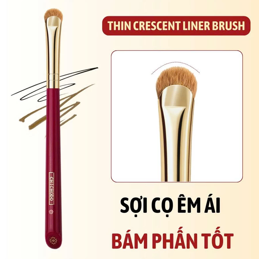 Cọ Kẻ Mí Dưới, Mí Mắt, Bọng Mắt Hình Lưỡi Liềm CHICHODO Thin Crescent Liner Brush C129