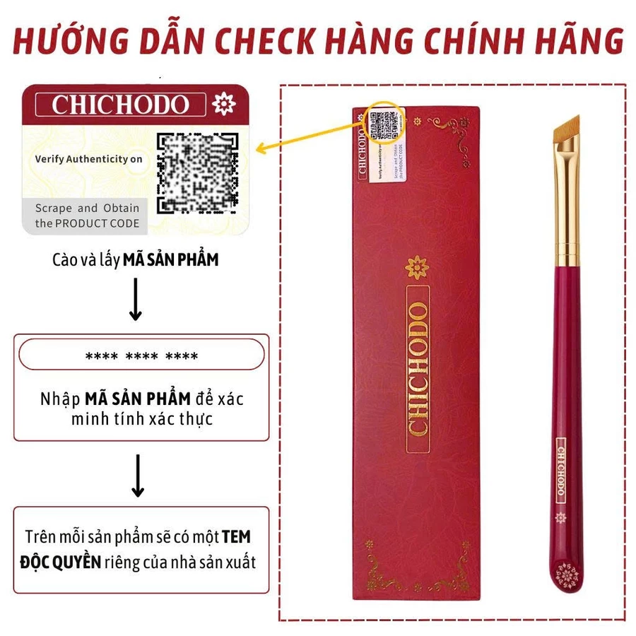 Cọ Kẻ Mắt/Cọ Viền Mắt Phẩy Sợi/Tém Mày Chuẩn Xác CHICHODO Angled Thin Liner/Brow C130