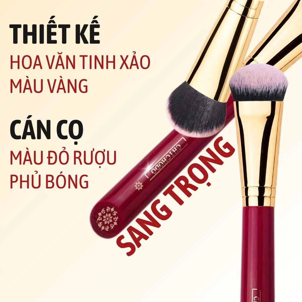 Cọ Tán Nền Tán Má Hồng Kem Dễ Xài CHICHODO Medium Angled Foundation/ Powder C135