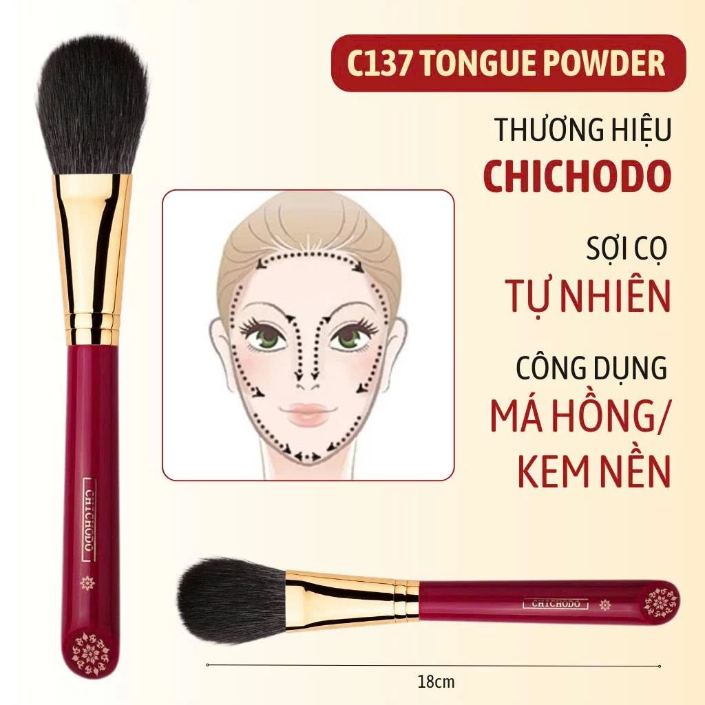 CHICHODO Cọ Highlight - Setting - Má Hồng CHICHODO Tongue Powder Brush C137