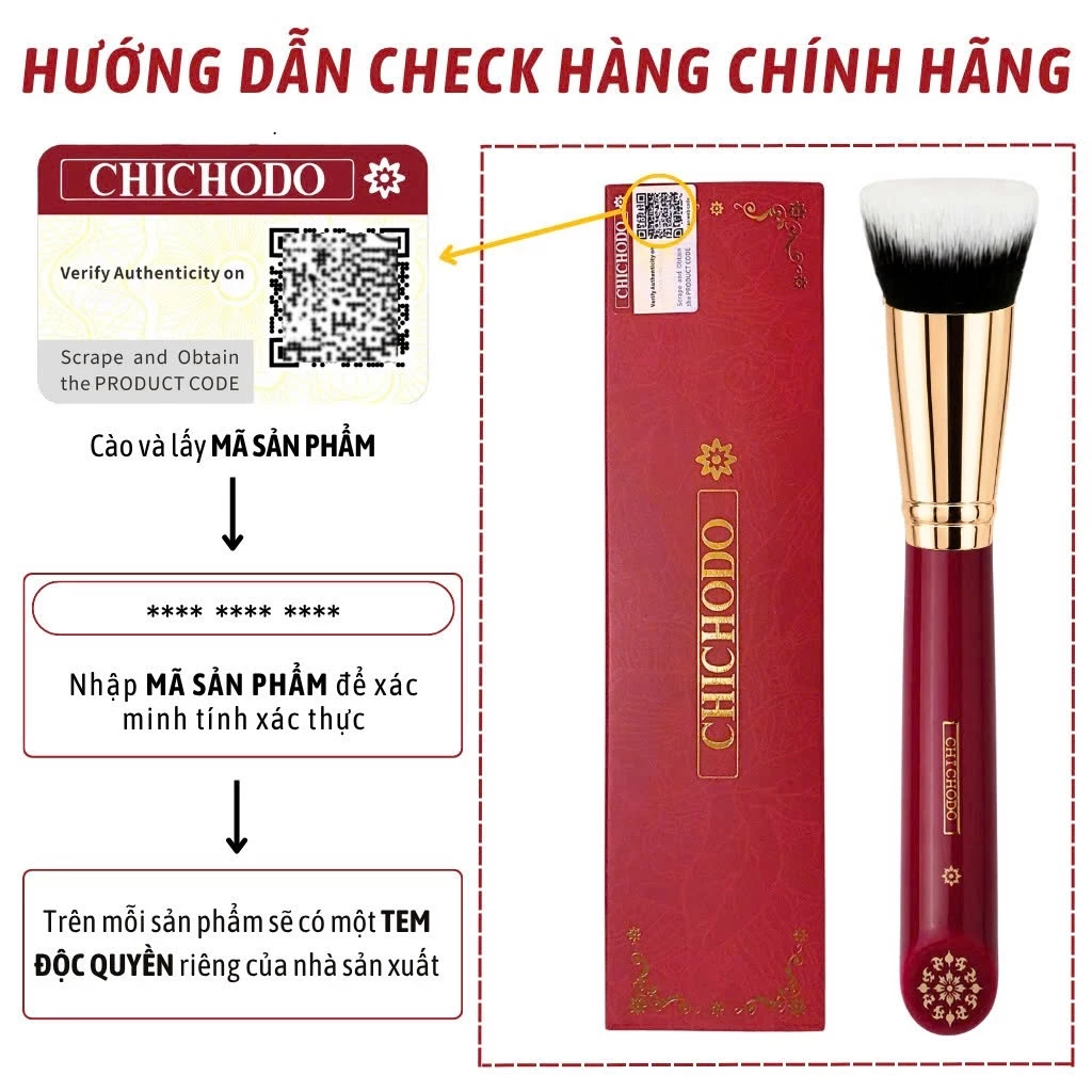 CHICHODO Cọ Tán Nền-Cọ Má Hồng Kem-Cọ Tạo Khối Triangular Kabuki Brush C138