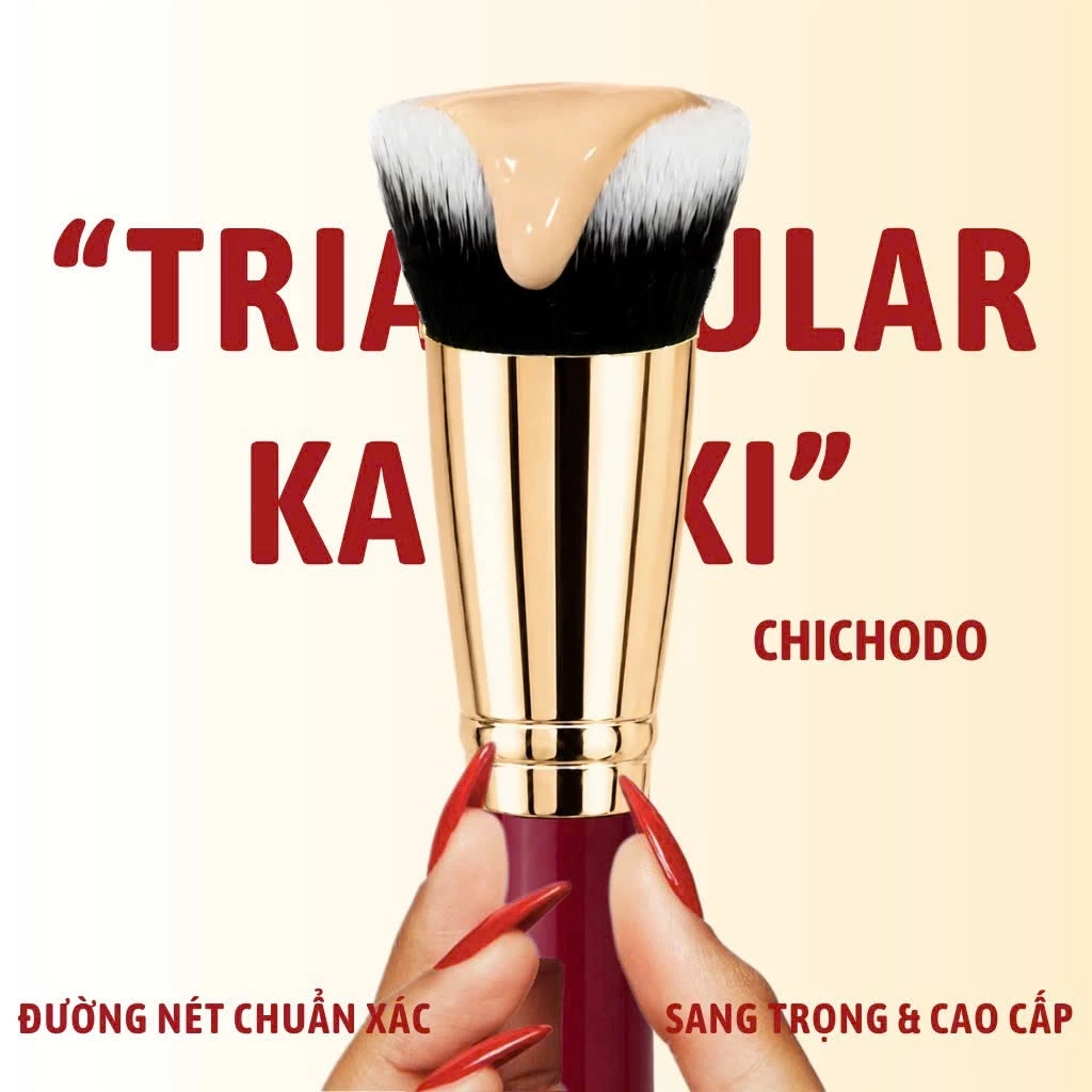 CHICHODO Cọ Tán Nền-Cọ Má Hồng Kem-Cọ Tạo Khối Triangular Kabuki Brush C138