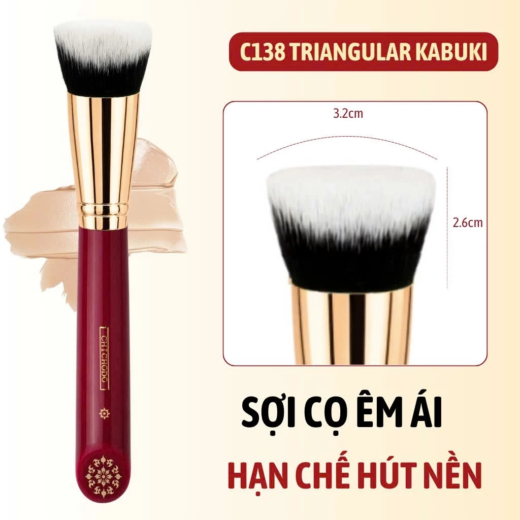 CHICHODO Cọ Tán Nền-Cọ Má Hồng Kem-Cọ Tạo Khối Triangular Kabuki Brush C138