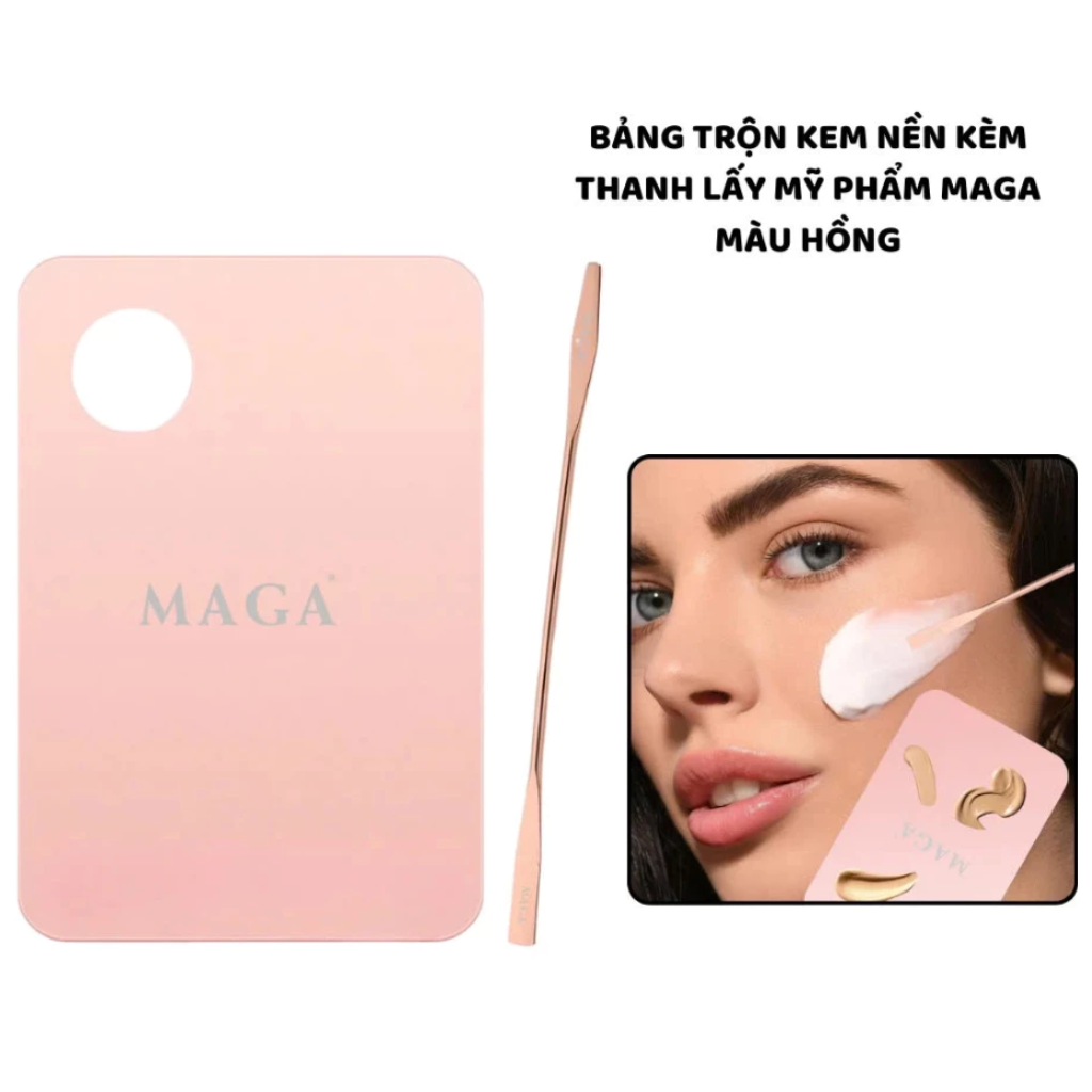 Bảng Trộn Kem Nền Kèm Thanh Lấy Mỹ Phẩm MAGA Acrylic Makeup Mixing Palette Rose M010