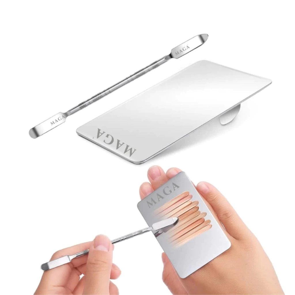 Dụng Cụ Khay Trộn Tán Kem Nền Chính Hãng MAGA Finger Ring Makeup Mixing Bảng Dẹp Inox M012
