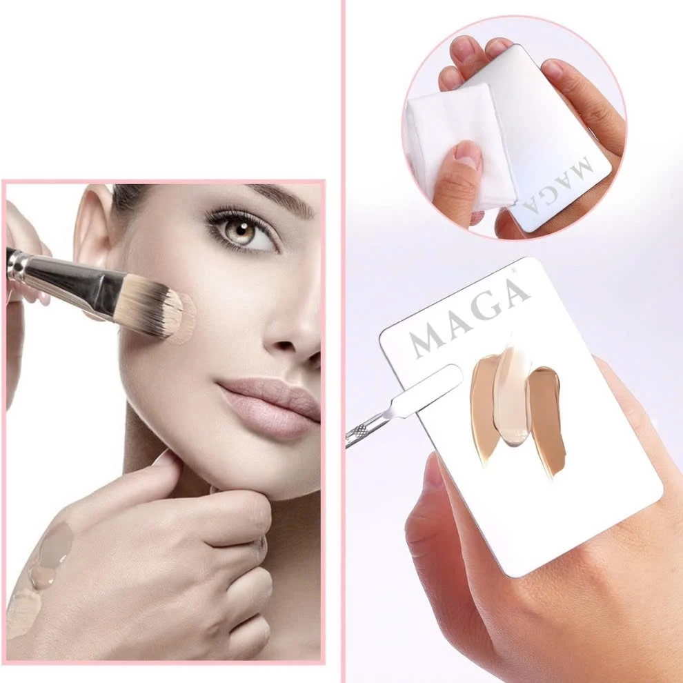 Dụng Cụ Khay Trộn Tán Kem Nền Chính Hãng MAGA Finger Ring Makeup Mixing Bảng Dẹp Inox M012
