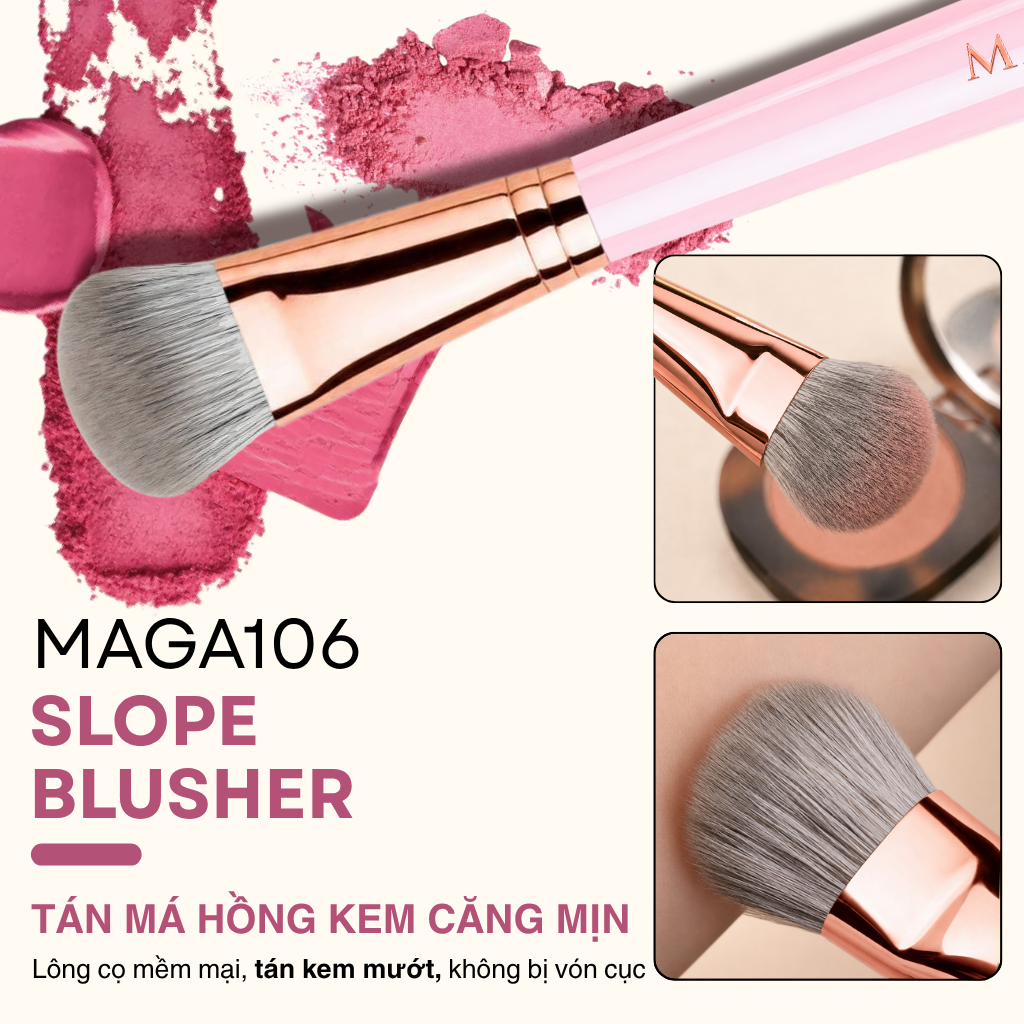 Cọ Trang Điểm Má Hồng Kem - Tán Nền - Tạo Khối MAGA Slope Blusher MAGA106