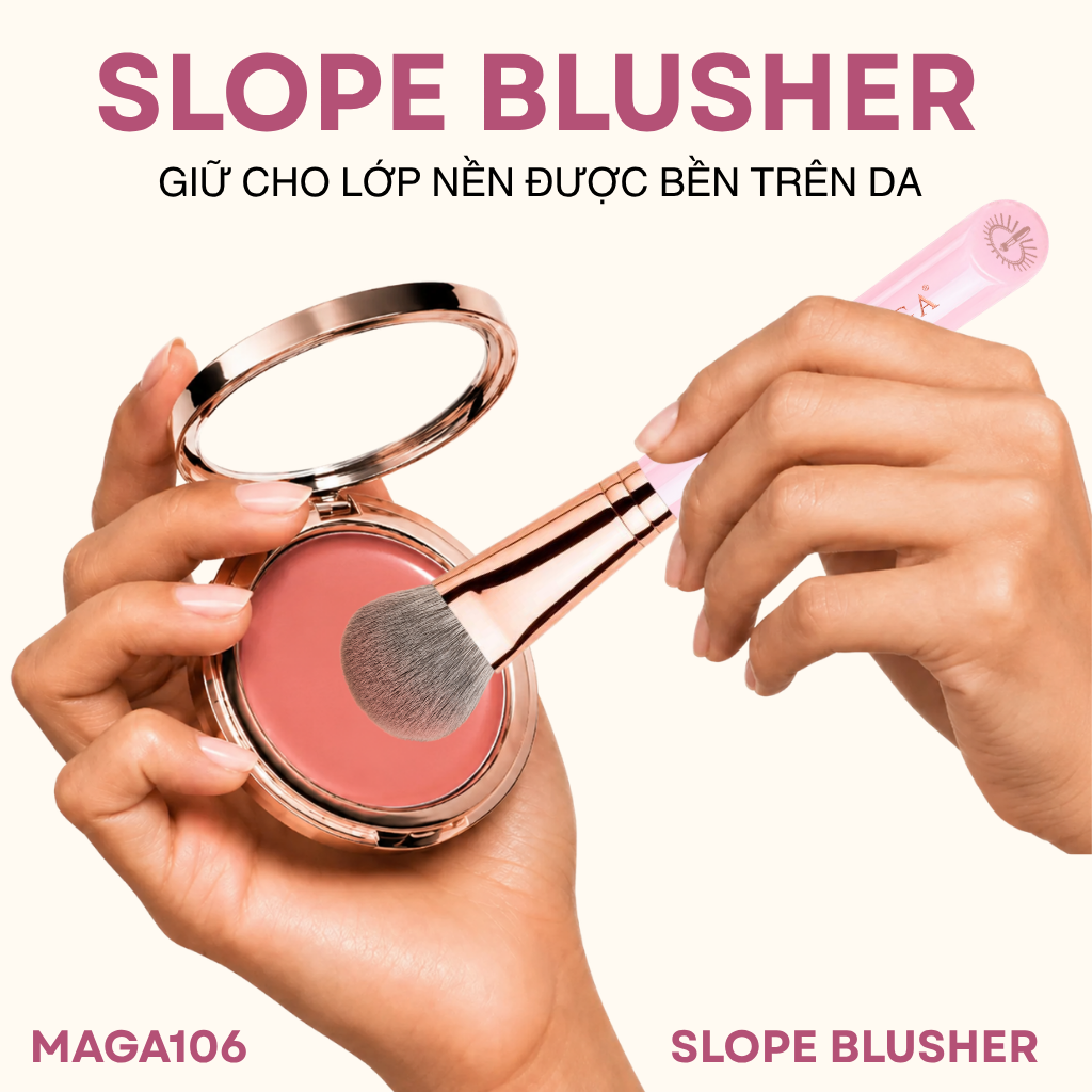 Cọ Trang Điểm Má Hồng Kem - Tán Nền - Tạo Khối MAGA Slope Blusher MAGA106