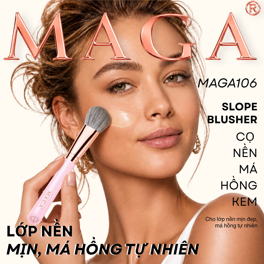 Cọ Trang Điểm Má Hồng Kem - Tán Nền - Tạo Khối MAGA Slope Blusher MAGA106