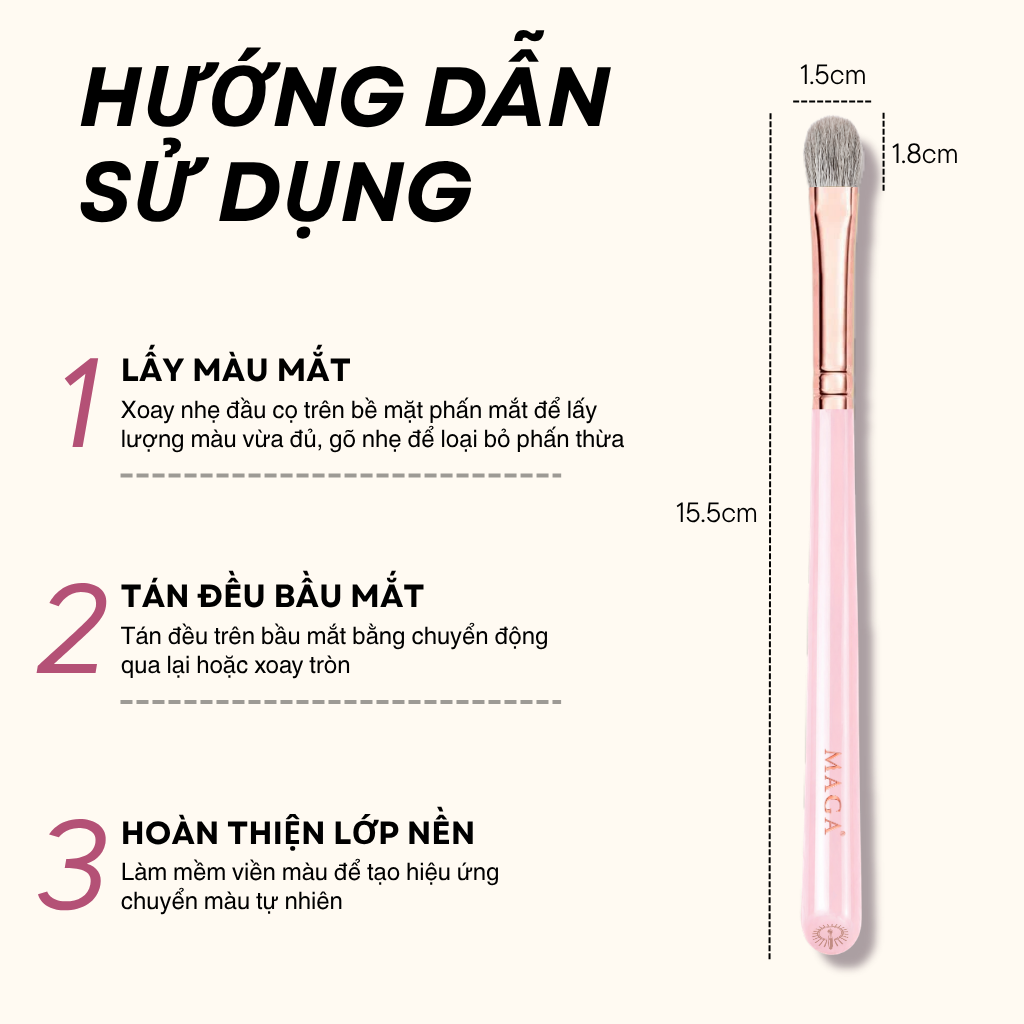 Cọ Tán Màu Mắt Lớn MAGA Large Eye Shadow MAGA108 Lông Mềm Bám Phấn Tốt