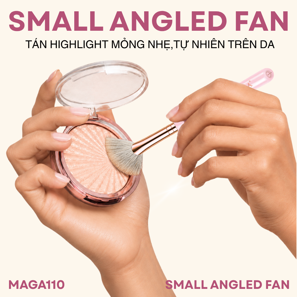 MAGA Cọ highlight hình quạt chuyên nghiệp màu hồng Small Angled Fan MAGA110