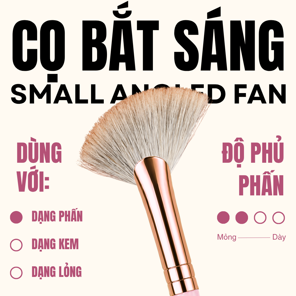 MAGA Cọ highlight hình quạt chuyên nghiệp màu hồng Small Angled Fan MAGA110