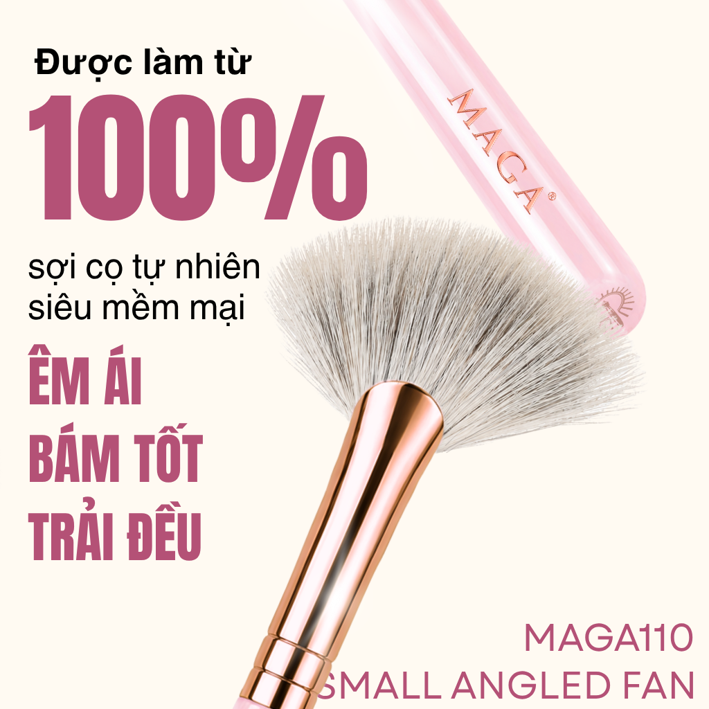 MAGA Cọ highlight hình quạt chuyên nghiệp màu hồng Small Angled Fan MAGA110