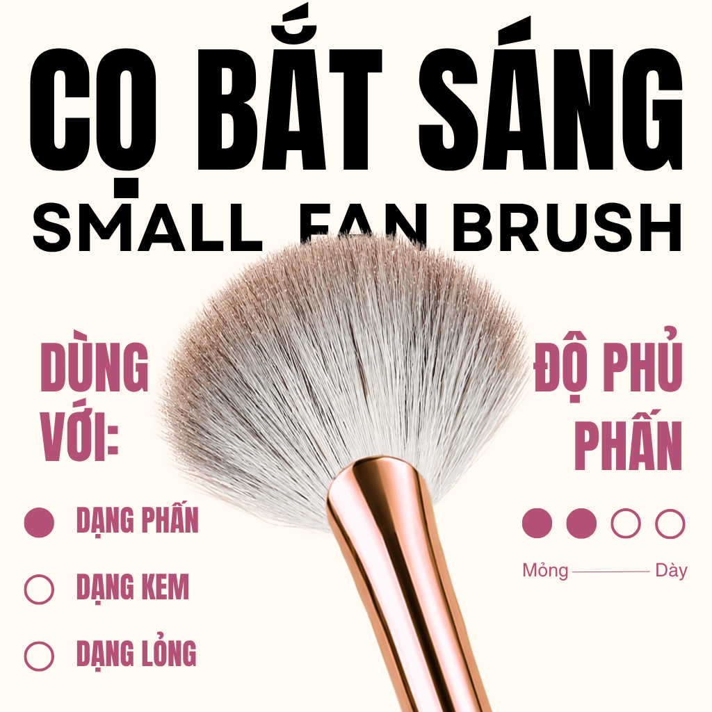 Cọ highlight bắt sáng hình quạt chuyên nghiệp MAGA Small Fan MAGA111 cọ má hồng đa năng, cọ trang điểm cấp