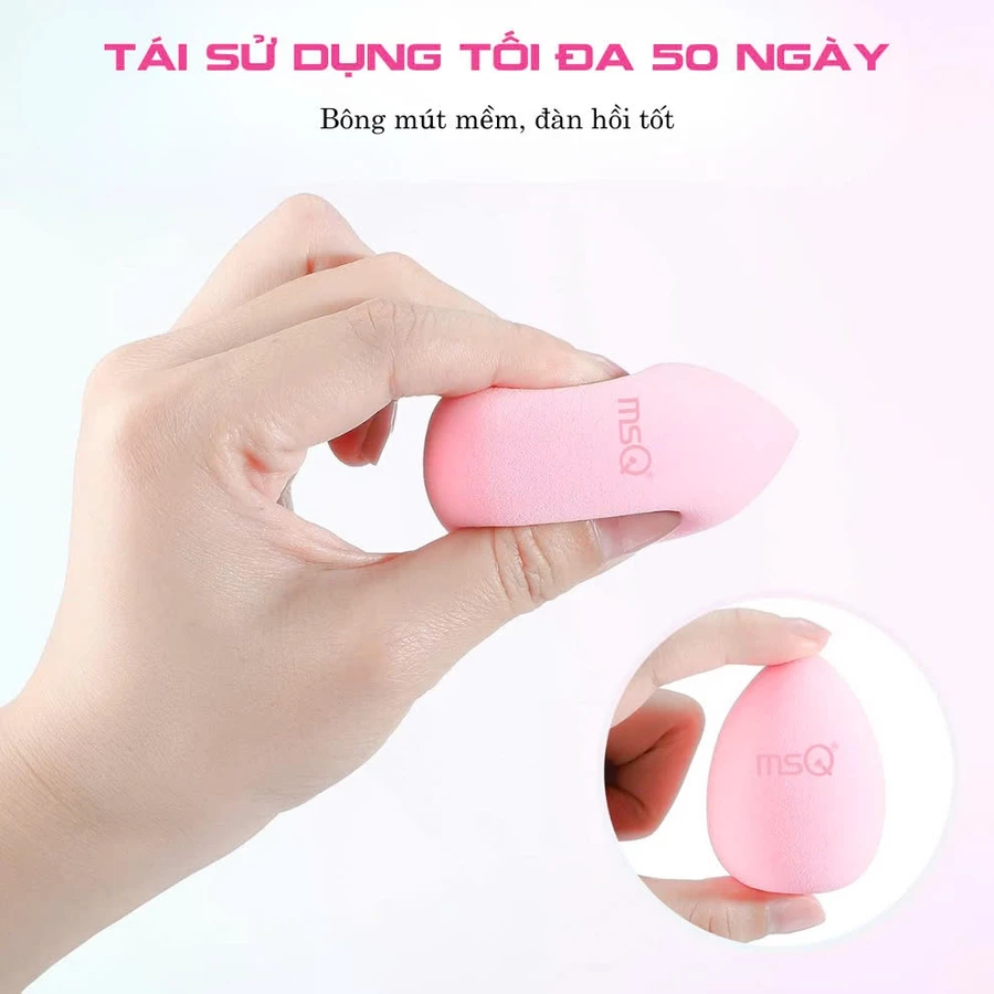 Bông Mút Đánh Nền Giọt Nước MSQ Miracle Complexion Màu Hồng Siêu Mềm Size L MSQM8