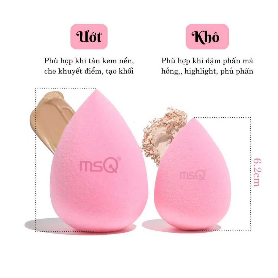 Bông Mút Đánh Nền Giọt Nước MSQ Miracle Complexion Màu Hồng Siêu Mềm Size L MSQM8