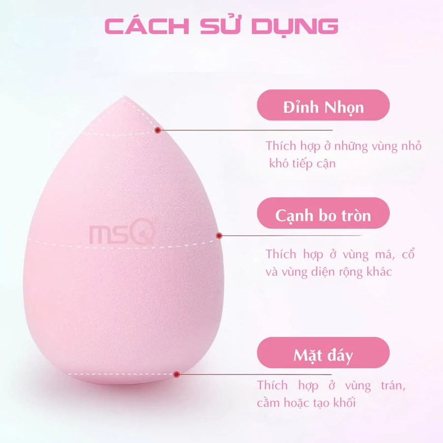 Bông Mút Đánh Nền Giọt Nước MSQ Miracle Complexion Màu Hồng Siêu Mềm Size L MSQM8