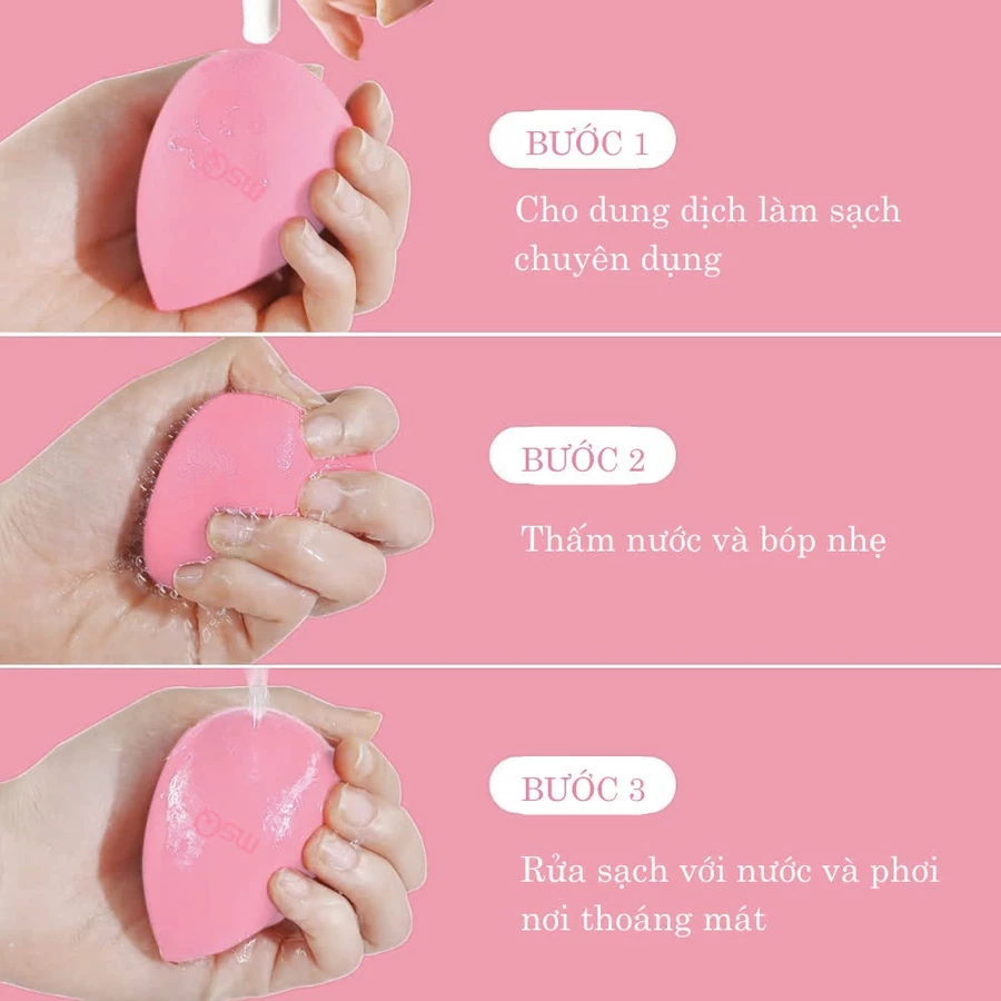 Bông Mút Đánh Nền Giọt Nước MSQ Miracle Complexion Màu Hồng Siêu Mềm Size L MSQM8
