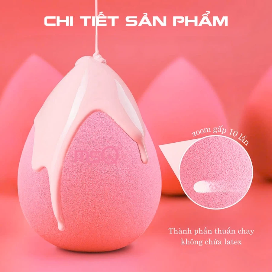 Bông Mút Đánh Nền Giọt Nước MSQ Miracle Complexion Màu Hồng Siêu Mềm Size L MSQM8
