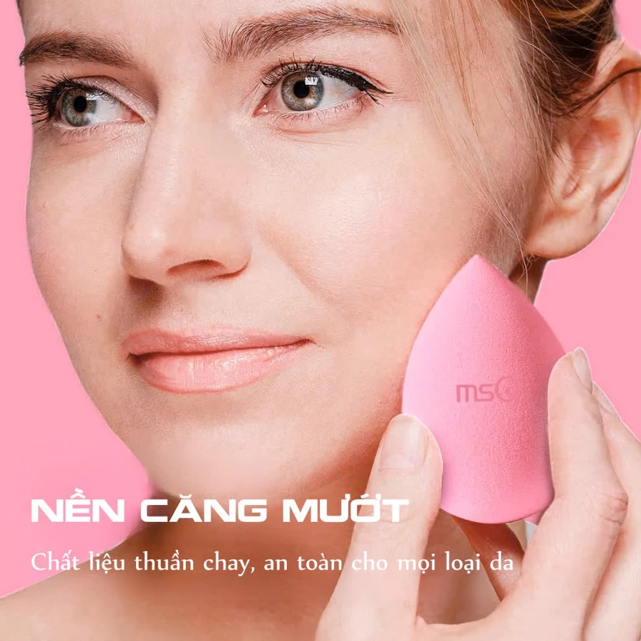 Bông Mút Đánh Nền Giọt Nước MSQ Miracle Complexion Màu Hồng Siêu Mềm Size L MSQM8