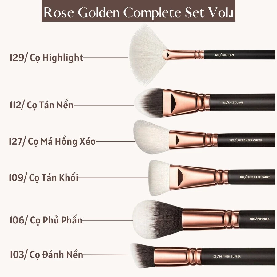 Bộ Cọ Trang Điểm ZOEVA Rose Golden Complete Vol.1 15 Cây 0102