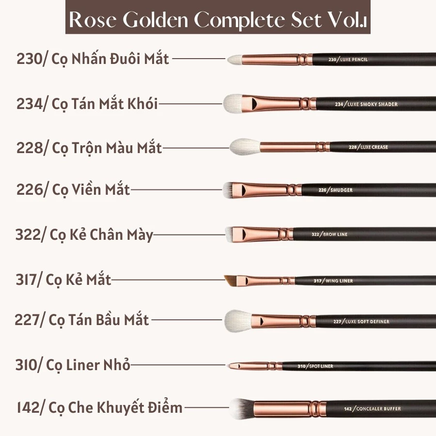 Bộ Cọ Trang Điểm ZOEVA Rose Golden Complete Vol.1 15 Cây 0102