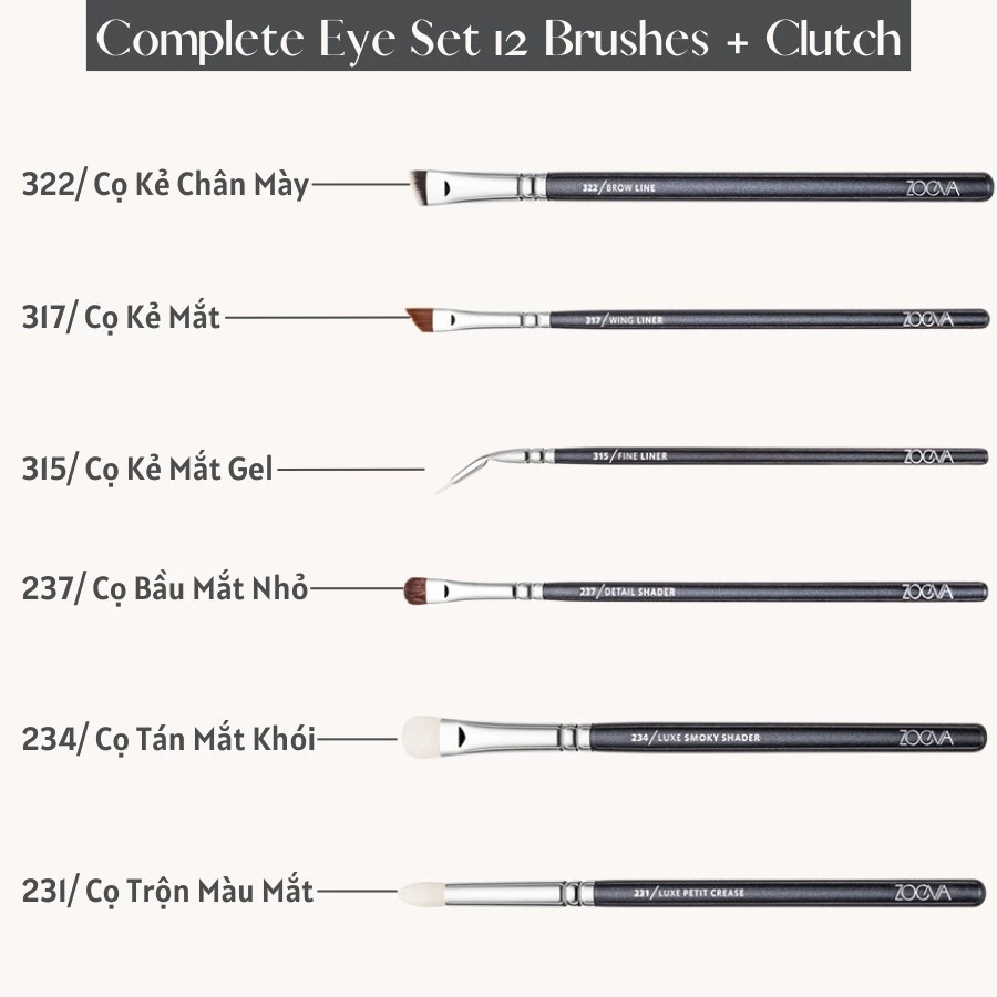Bộ Cọ Trang Điểm Mắt Chuyên Nghiệp 12 Cây ZOEVA Complete Eye 12 0119