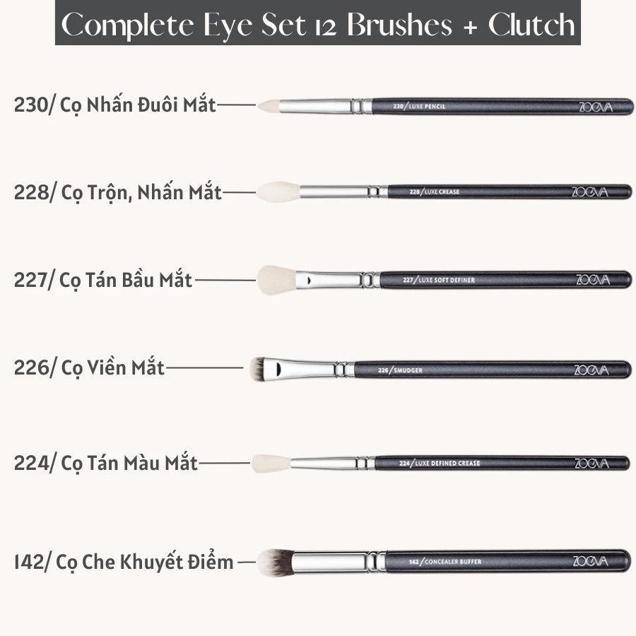 Bộ Cọ Trang Điểm Mắt Chuyên Nghiệp 12 Cây ZOEVA Complete Eye 12 0119