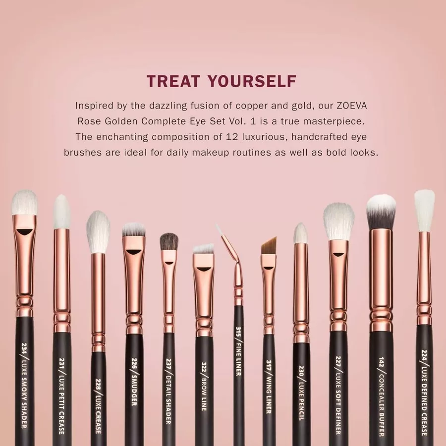 Bộ Cọ Mắt Chuyên Nghiệp 12 Cây Zoeva Rose Golden Complete Eye 12 Vol.1 Brush Set 0195